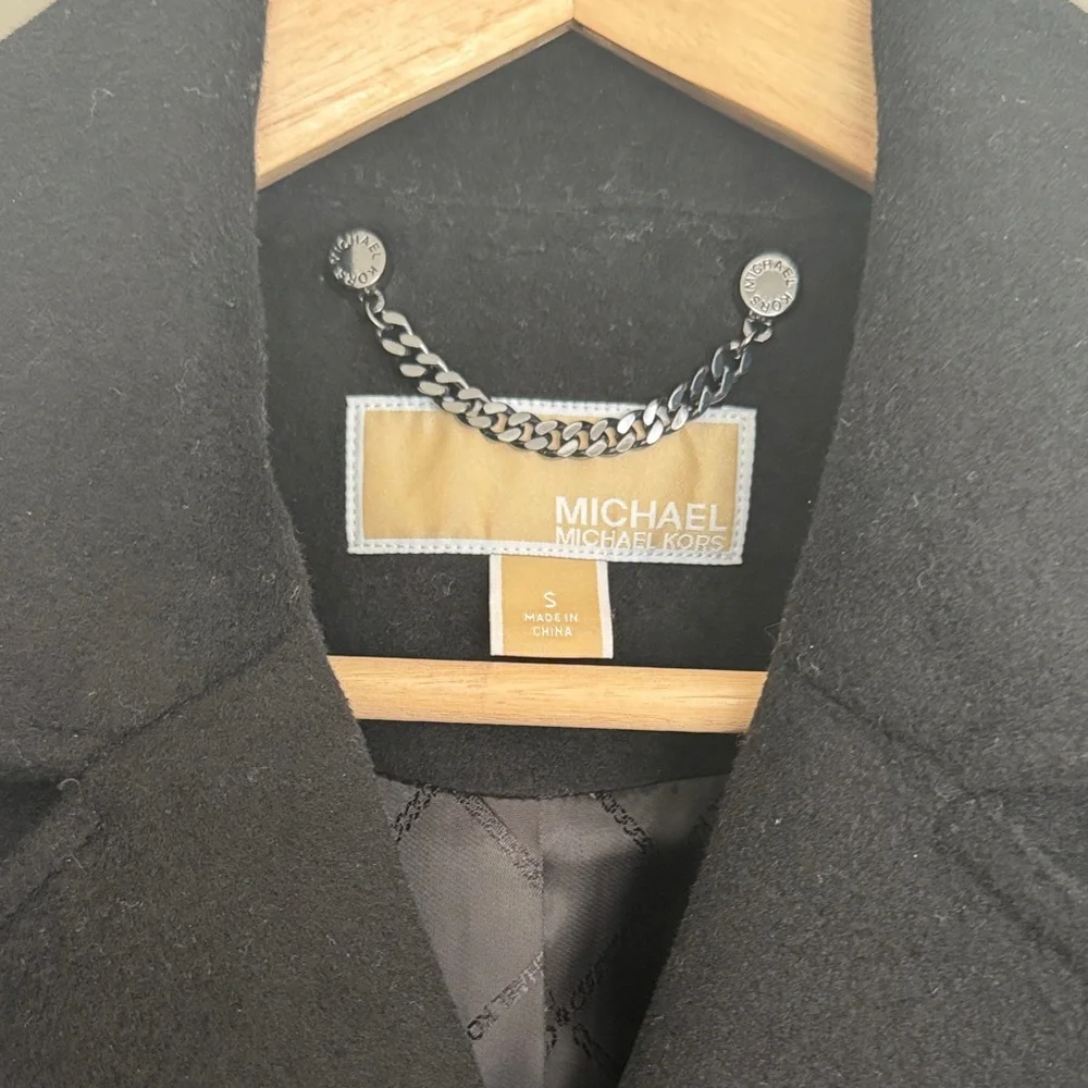 NWOT Michael Kors Wool Black Belted Coat, S